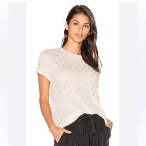 IRO Distressed Ecru Short Sleeve Tee